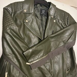 New York & Company Olive Green Leather Jacket